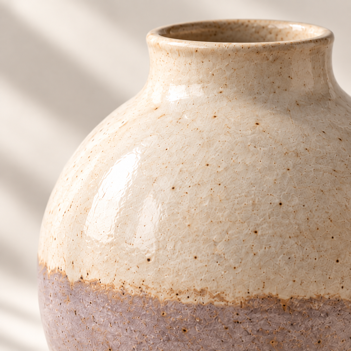 Trustyerar Warm Ivory and Soft Taupe Two-Tone Tabletop Vase – Rounded Decorative Home Accent