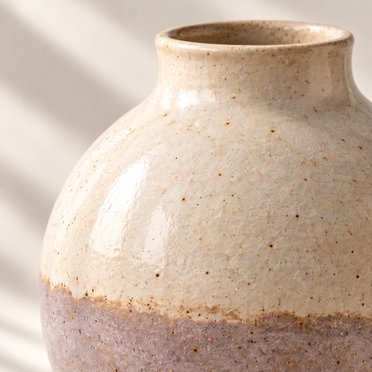 Trustyerar Warm Ivory and Soft Taupe Two-Tone Tabletop Vase – Rounded Decorative Home Accent