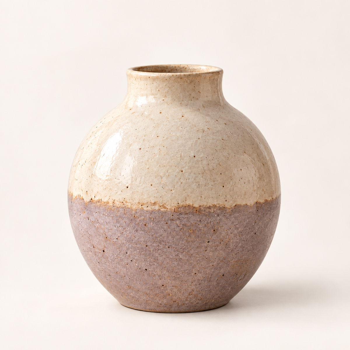 Trustyerar Warm Ivory and Soft Taupe Two-Tone Tabletop Vase – Rounded Decorative Home Accent