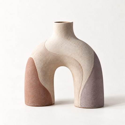 Trustyerar Warm Ivory Arch Sculptural Vase – Modern Decorative Tabletop Accent