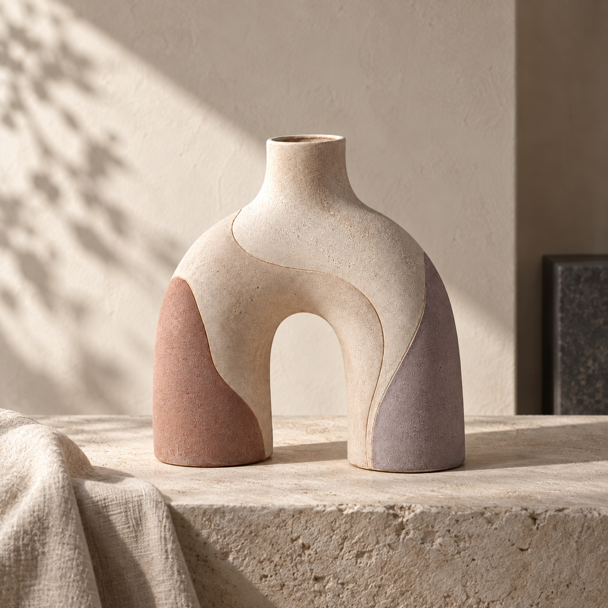 Trustyerar Warm Ivory Arch Sculptural Vase – Modern Decorative Tabletop Accent