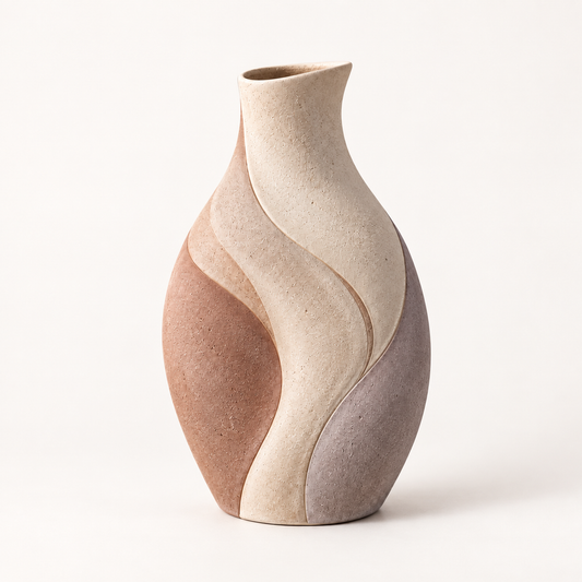Trustyerar Warm Ivory Flowing Curve Sculptural Vase – Modern Decorative Tabletop Accent
