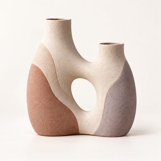 Trustyerar Warm Ivory Double-Opening Arch Sculptural Vase – Modern Decorative Tabletop Accent