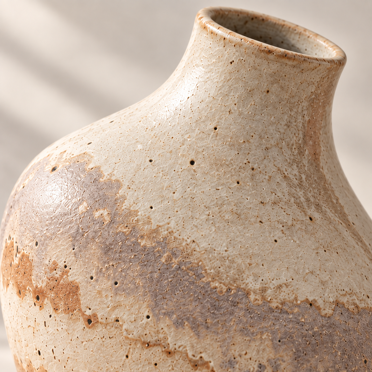 Trustyerar Warm Beige Speckled Tabletop Vase – Rounded Decorative Home Accent