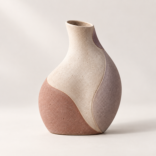 Trustyerar Warm Ivory and Blush Organic Curve Sculptural Vase – Modern Decorative Tabletop Accent